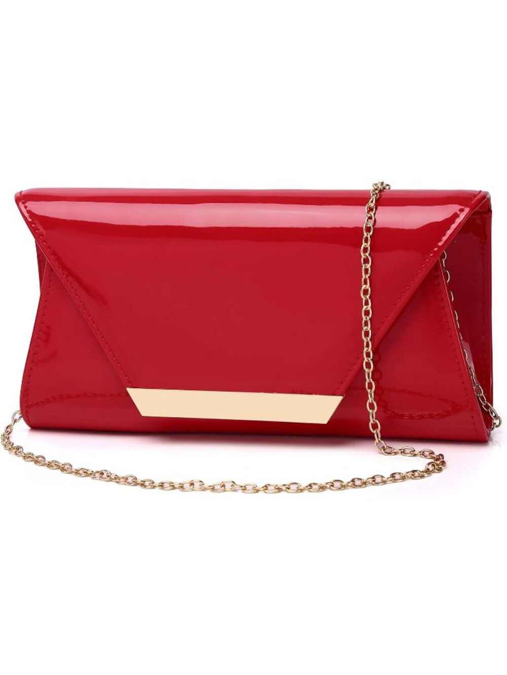 Women's Red Patent Leather Clutch Purse Formal Party Evening Bag Handbag